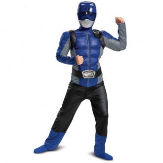 Power Rangers Beast Morphers Blauw Ranger Beast Morphers klassieke gespierde jumpsuit-outfit
