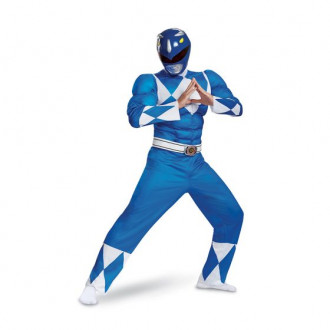 Power Rangers blauw Ranger Muscle-kostuum voor heren