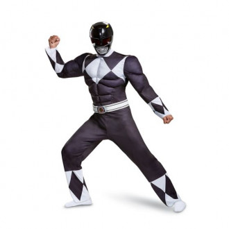 Power Rangers Zwarte Ranger Spieren-kostuum voor heren