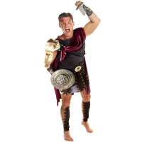 Heren Bruin Romeinse Gladiator Fancy Jurk Soldier Kostuum