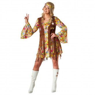 Dames Geel Hippie Kostuum Jurk