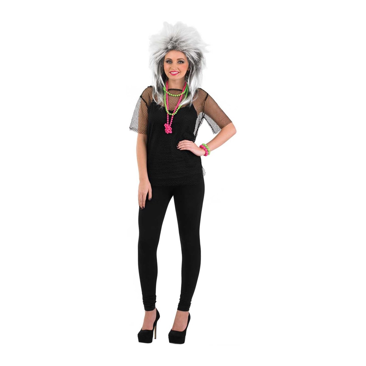 Dames jaren '80 zwarte mesh top