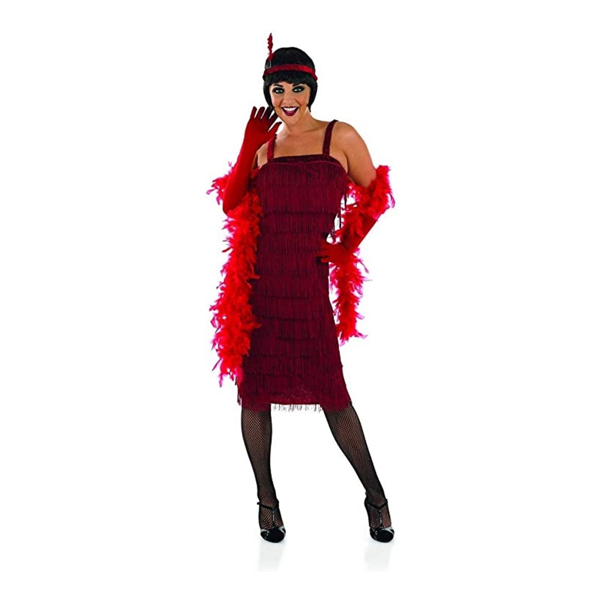 Dames rood Flapper Girl kostuum