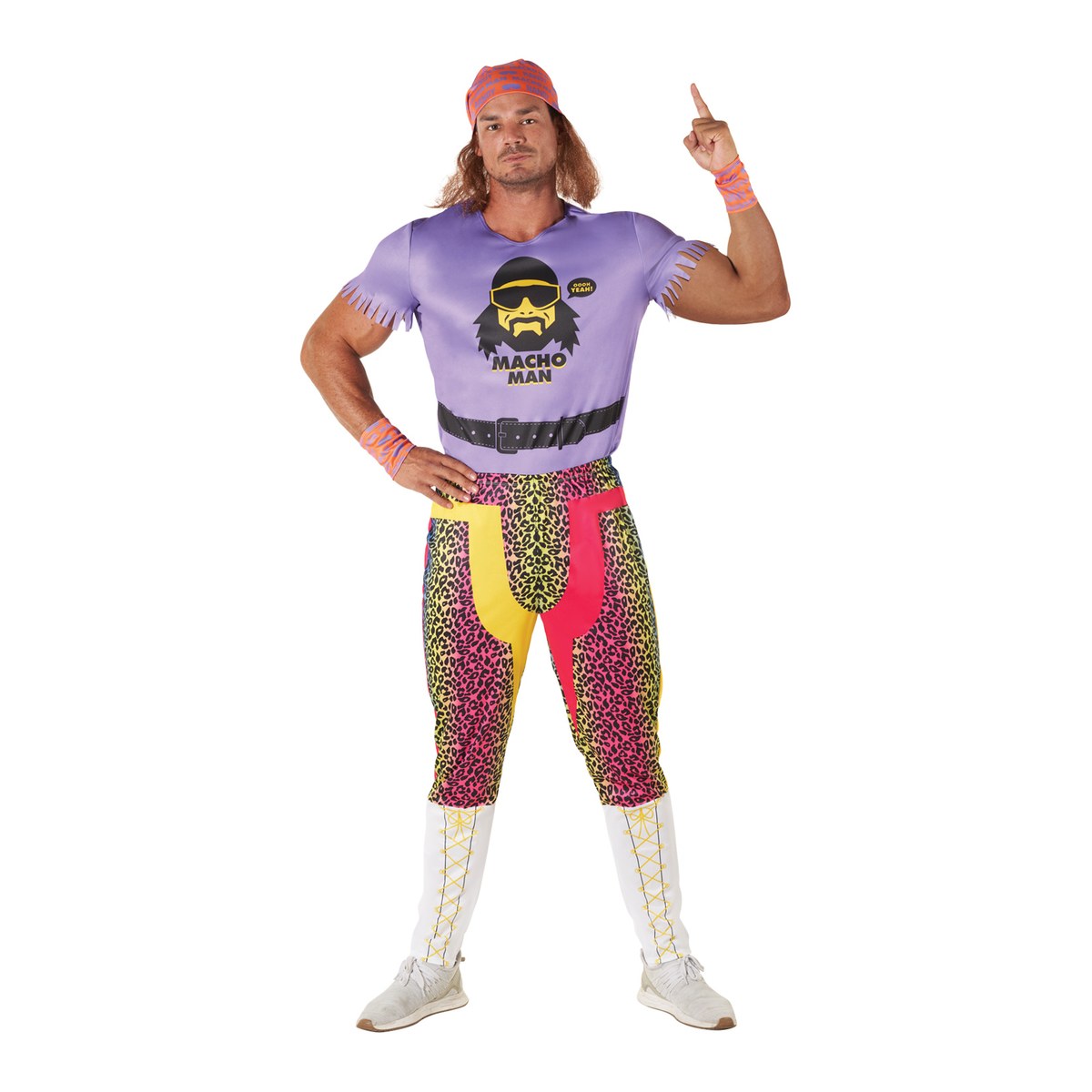 Heren Macho Man Randy Savage Wrestler kostuum paars