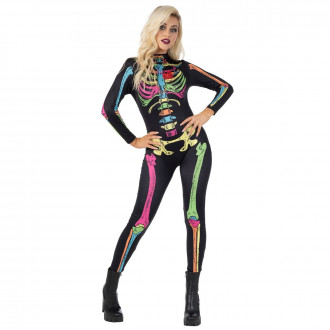 Dames Color Skelet Bodysuit Kostuum