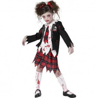 Zombie schoolmeisjeskostuum voor kinderen