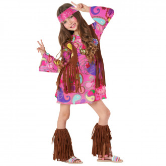 Roze hippie meisjeskostuum voor kinderen