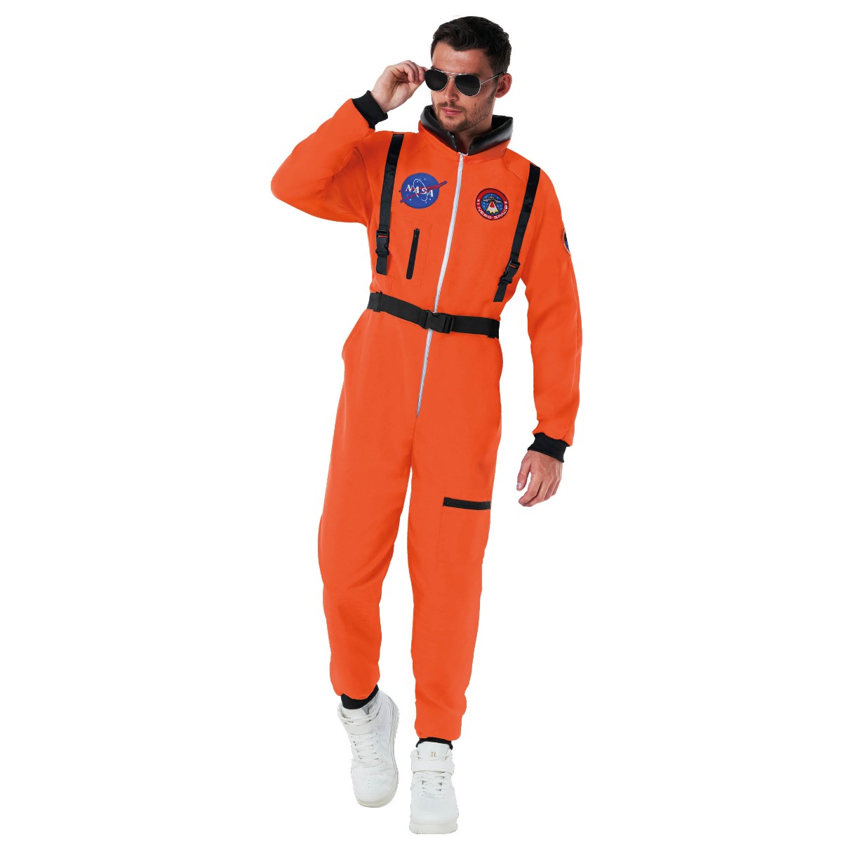 Oranje astronautenkostuum voor heren