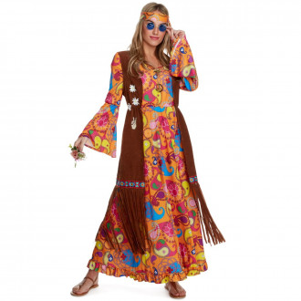 Dames lange hippie jurk kostuum
